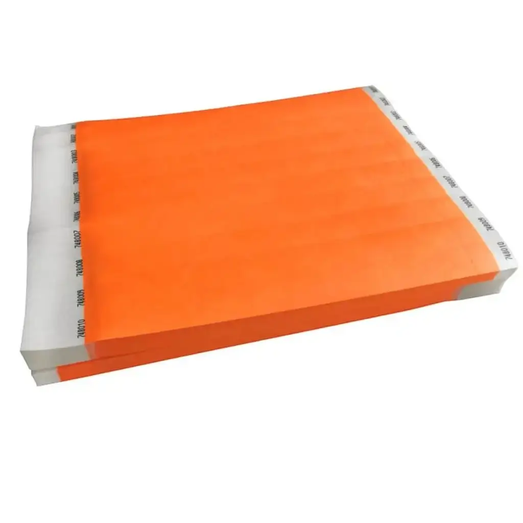 Bracelet Tyvek® Orange Fluo Papier Sans Marquage