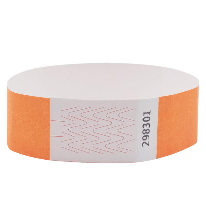 Bracelet Tyvek® Orange Fluo Papier Sans Marquage