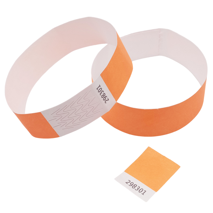 Bracelet Tyvek® Orange Fluo Papier Sans Marquage