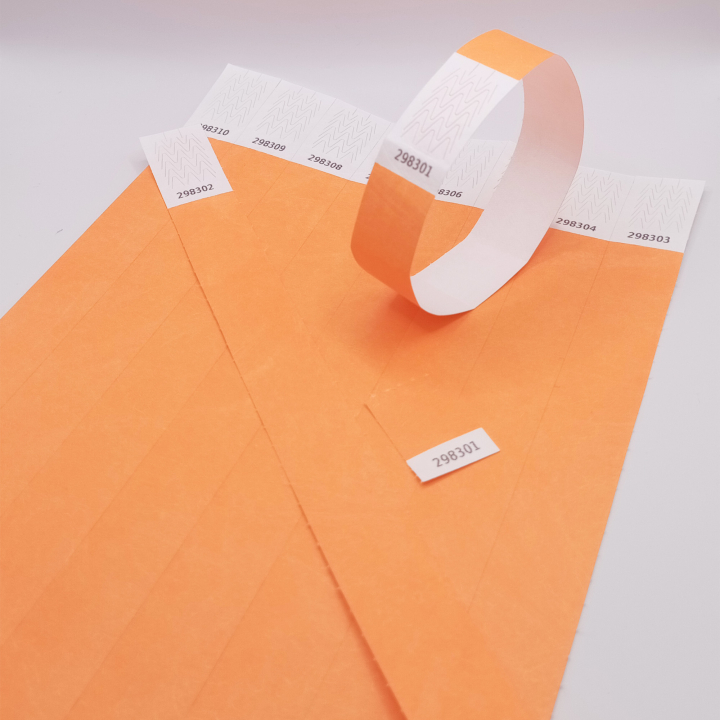 Bracelet Tyvek® Orange Fluo Papier Sans Marquage