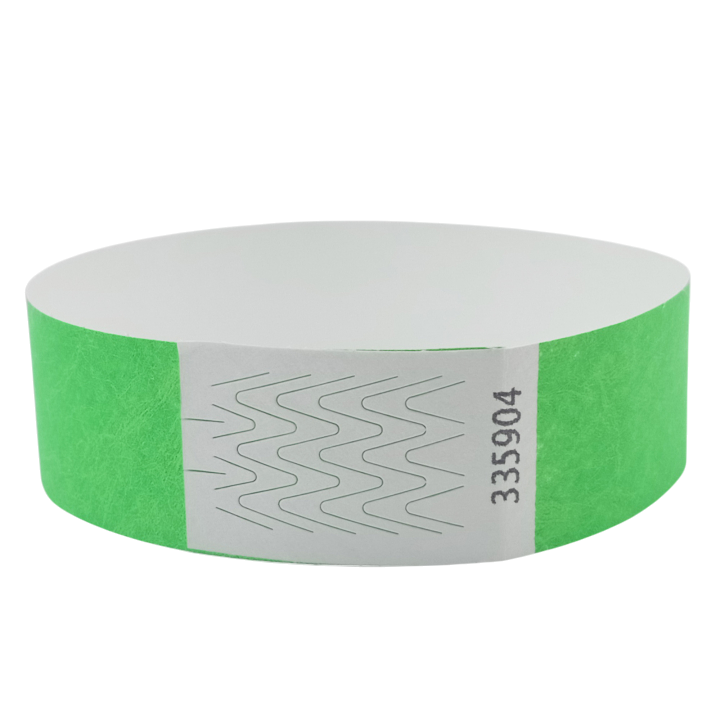 Bracelet Tyvek® Vert Fluo Papier Sans Marquage
