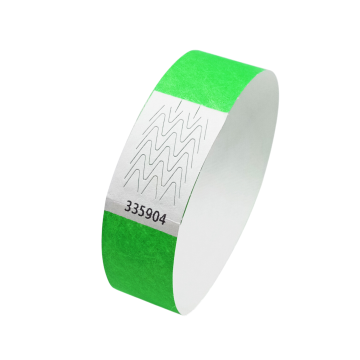 Bracelet Tyvek® Vert Fluo Papier Sans Marquage