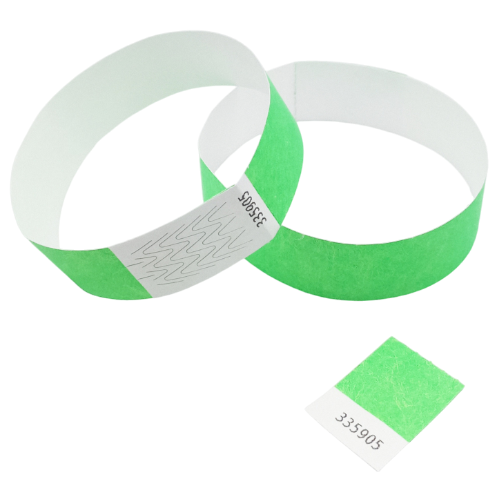 Bracelet Tyvek® Vert Fluo Papier Sans Marquage