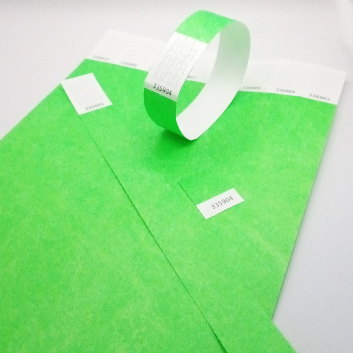 Bracelet Tyvek® Vert Fluo Papier Sans Marquage