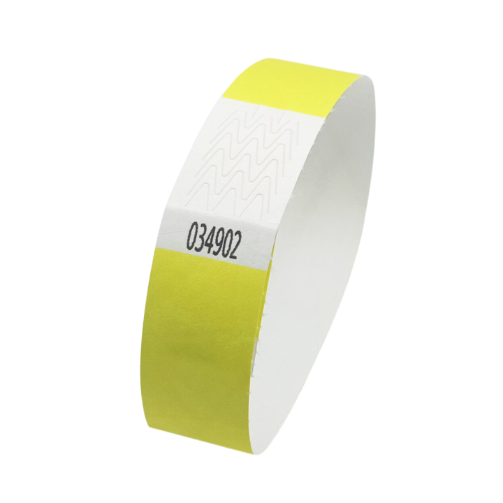 Bracelet Tyvek® Jaune Fluo Papier Sans Marquage