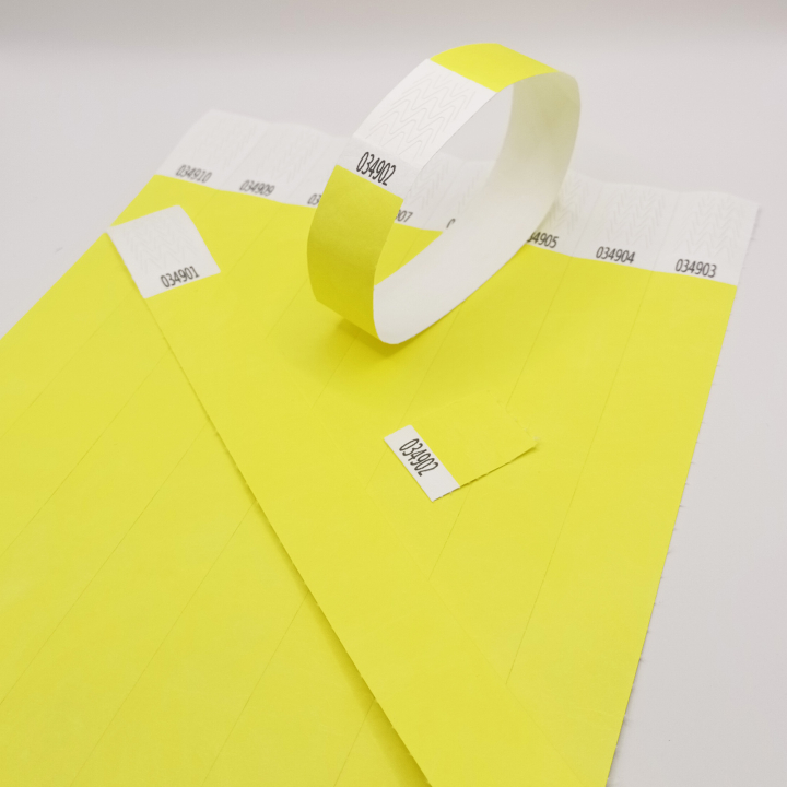 Bracelet Tyvek® Jaune Fluo Papier Sans Marquage