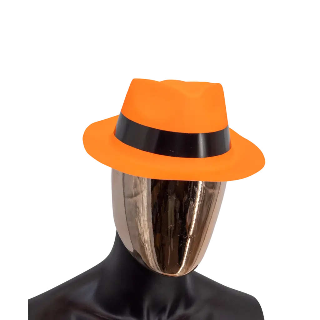Chapeau Tribly style Mafieux fluo néon Orange