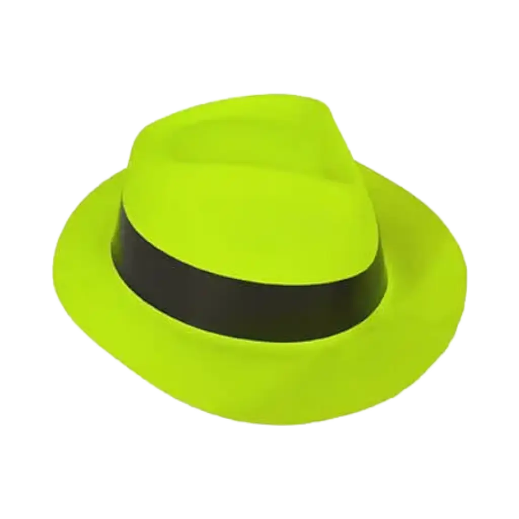 Chapeau Tribly style Mafieux fluo néon Jaune