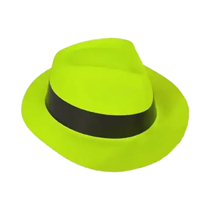 Chapeau Tribly style Mafieux fluo néon Jaune