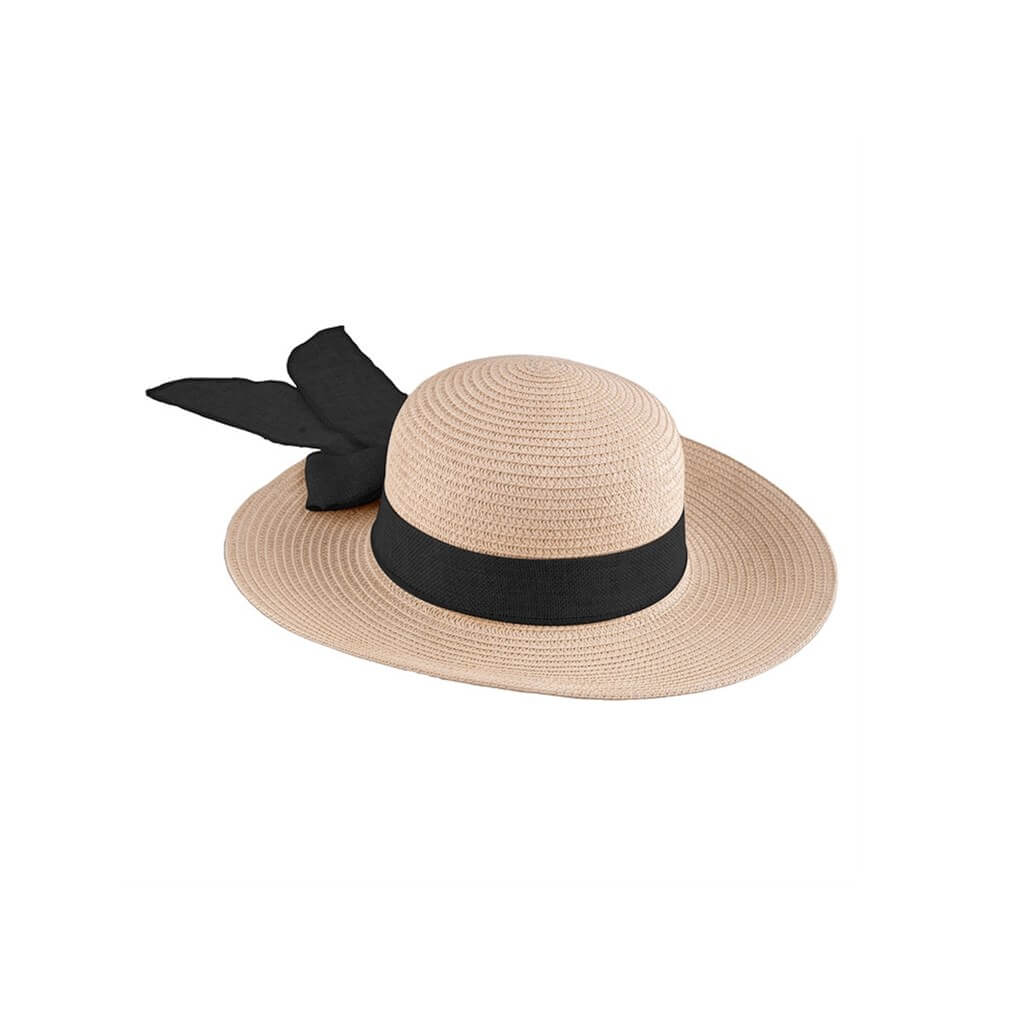 chapeau style panama en paille avec bandeau noir