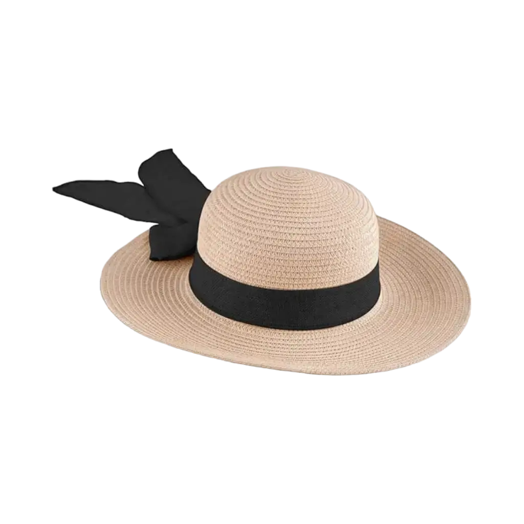 Chapeau de Paille avec Bandeau Noir pour Femme