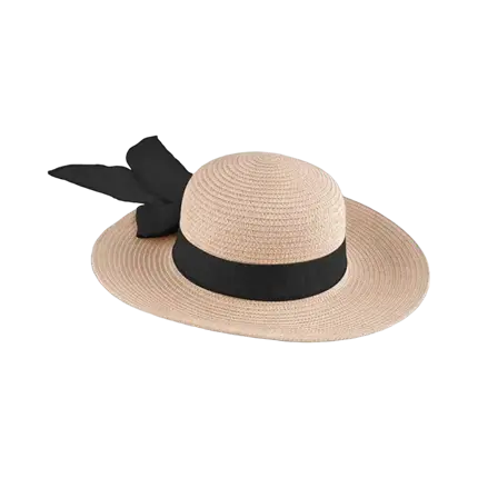 Chapeau de Paille avec Bandeau Noir pour Femme