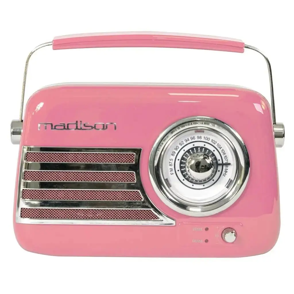 Radio Vintage Autonome avec Bluetooth USB & FM 30W Rose