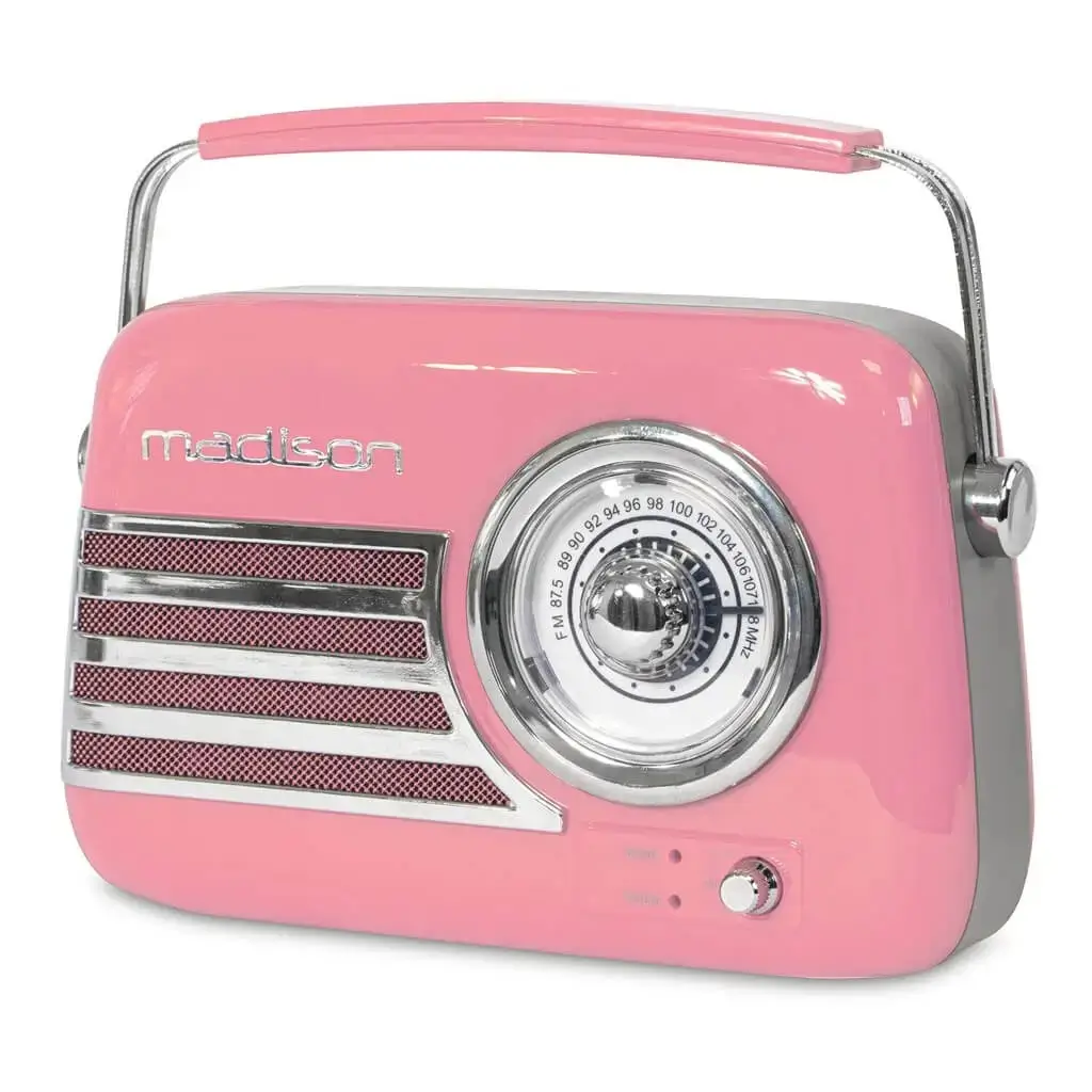 Radio Vintage Autonome avec Bluetooth USB &amp; FM 30W Rose