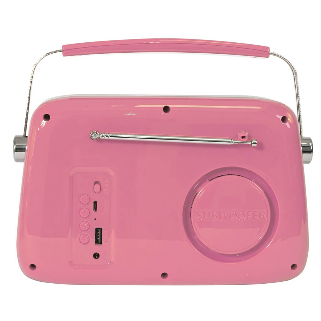 Radio Vintage Autonome avec Bluetooth USB & FM 30W Rose