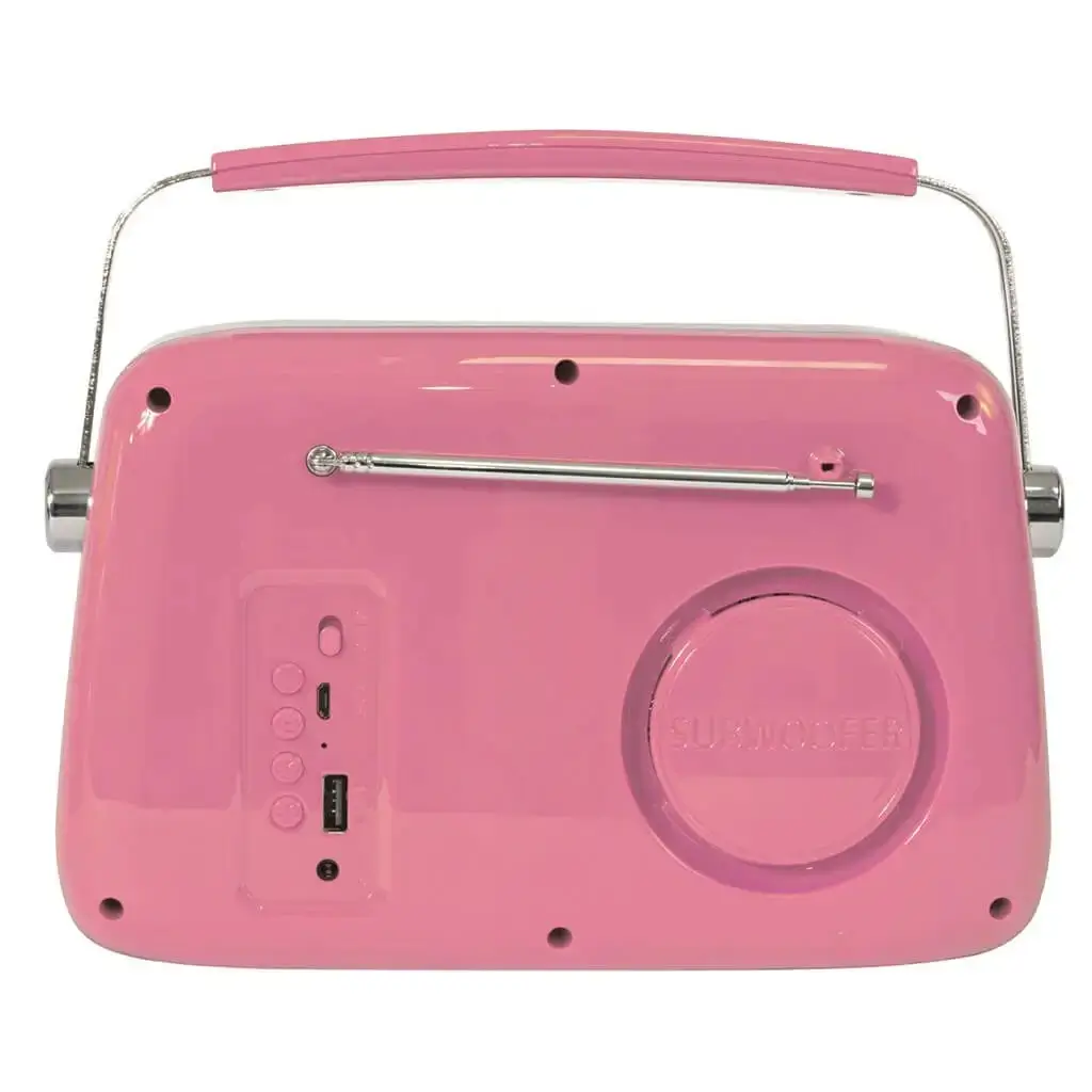 Radio Vintage Autonome avec Bluetooth USB &amp; FM 30W Rose