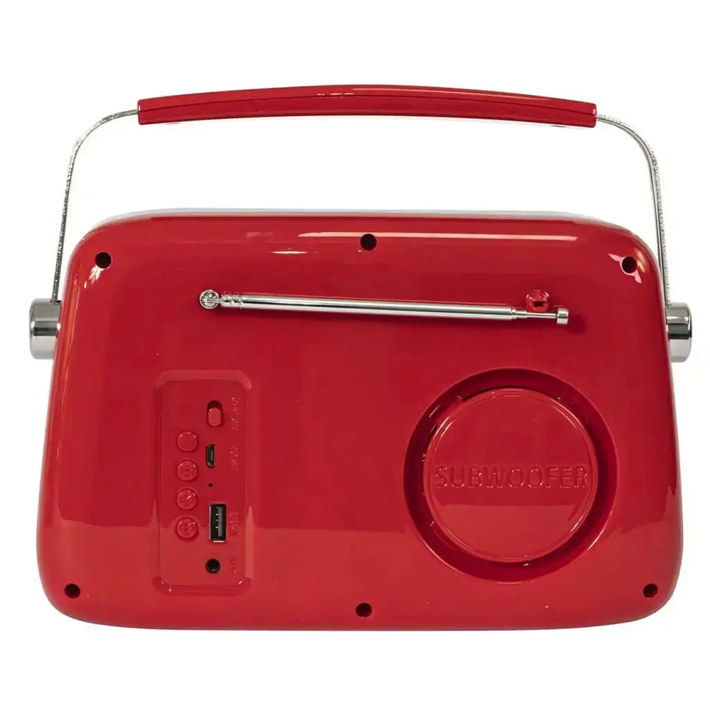 Radio Vintage Autonome avec Bluetooth USB & FM 30W Rouge