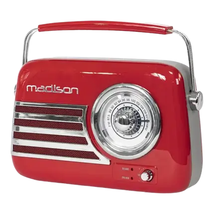 Radio Vintage Autonome avec Bluetooth USB & FM 30W Rouge