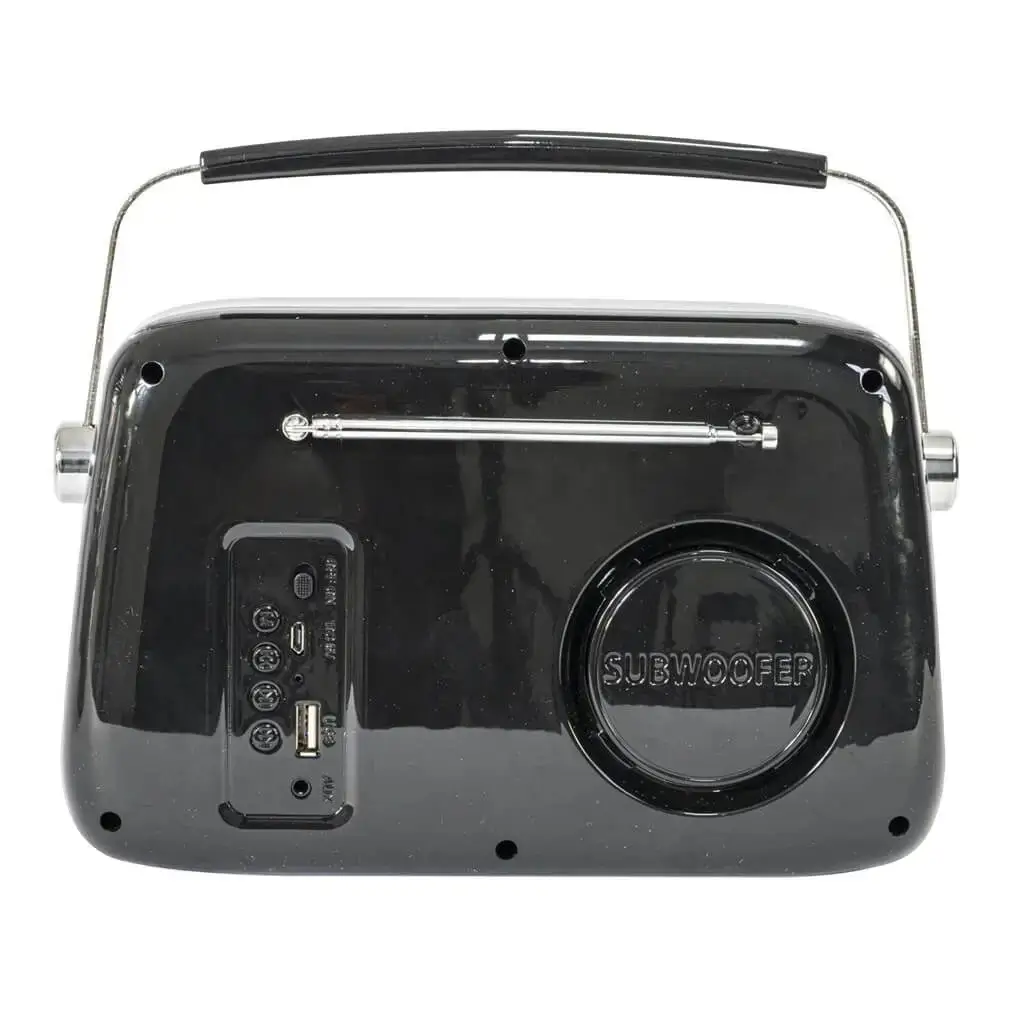 Radio Vintage Autonome avec Bluetooth USB & FM 30W Noir