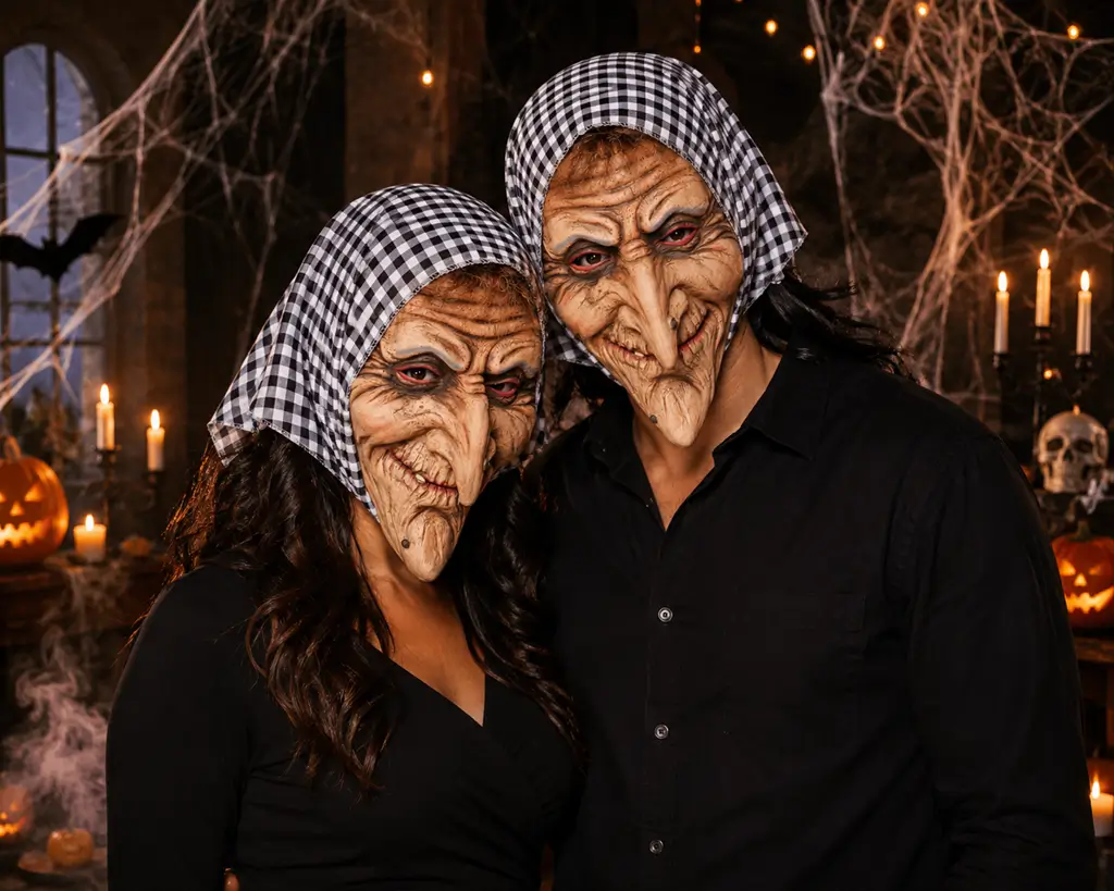 Masque Visage de Sorcière avec Capuche