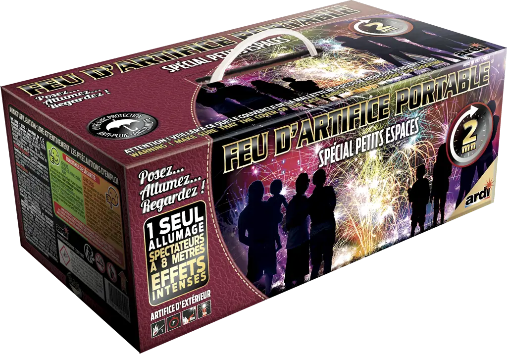 Feu d&#39;Artifice PORTABLE® DE PROXIMITÉ - 5 Effets - 2 minutes