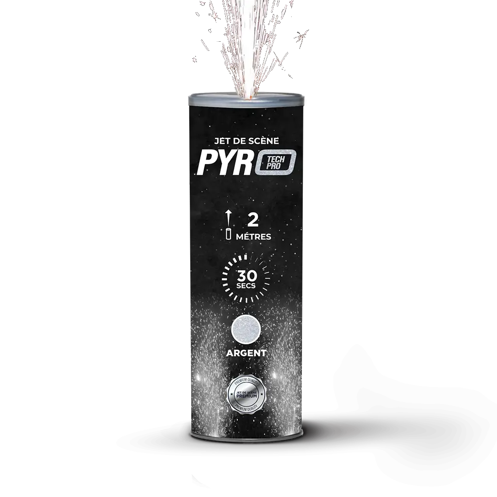 Jets de scène Pyrotech Pro 2 mètres 30 secondes argent