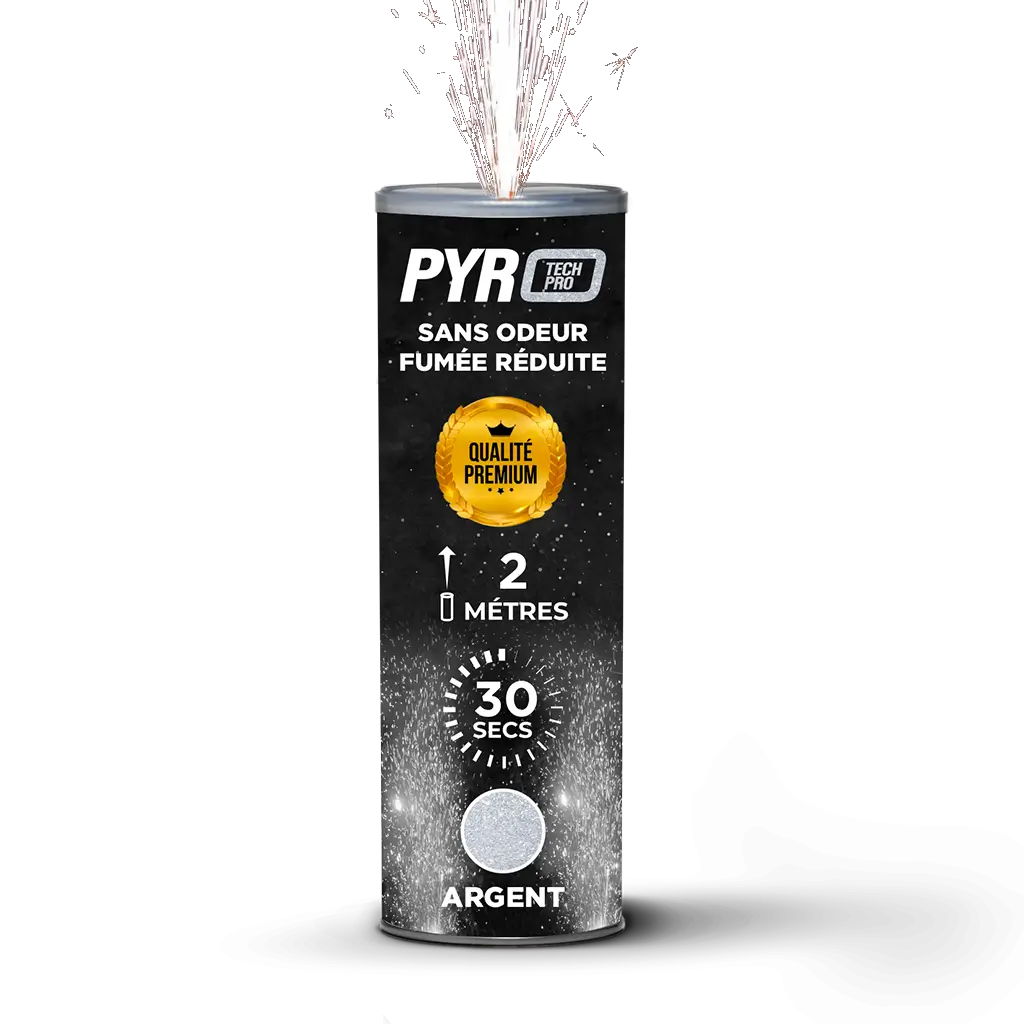 Jet de Scène Pyrotech Pro® – 2m / 30s – Argent – Qualité Supérieure