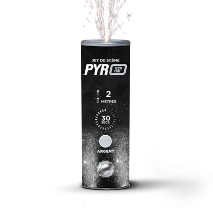 Jets de scène Pyrotech Pro 2 mètres 30 secondes argent
