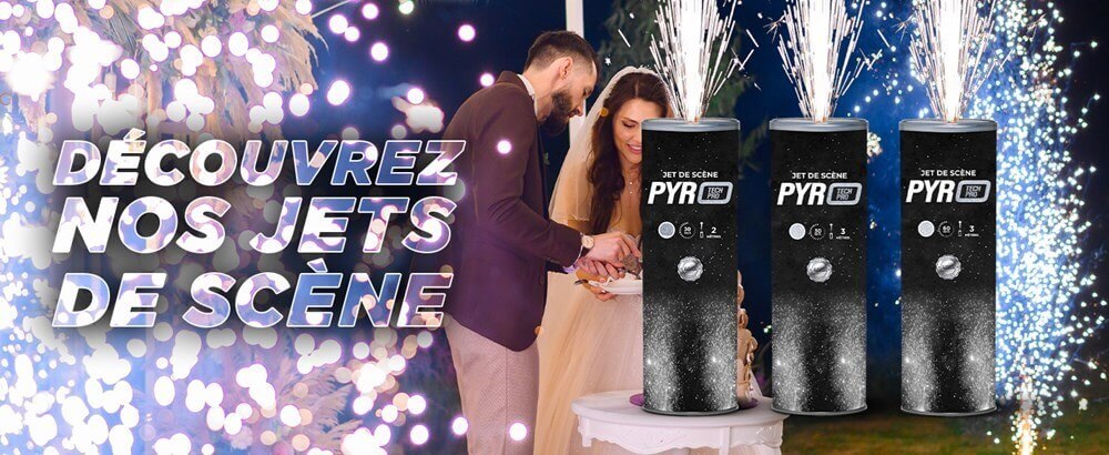 Jets de scène Pyrotech Pro 2 mètres 30 secondes argent