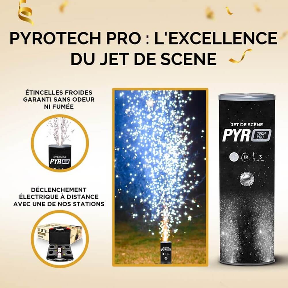 Jets de scène Pyrotech Pro 2 mètres 30 secondes argent