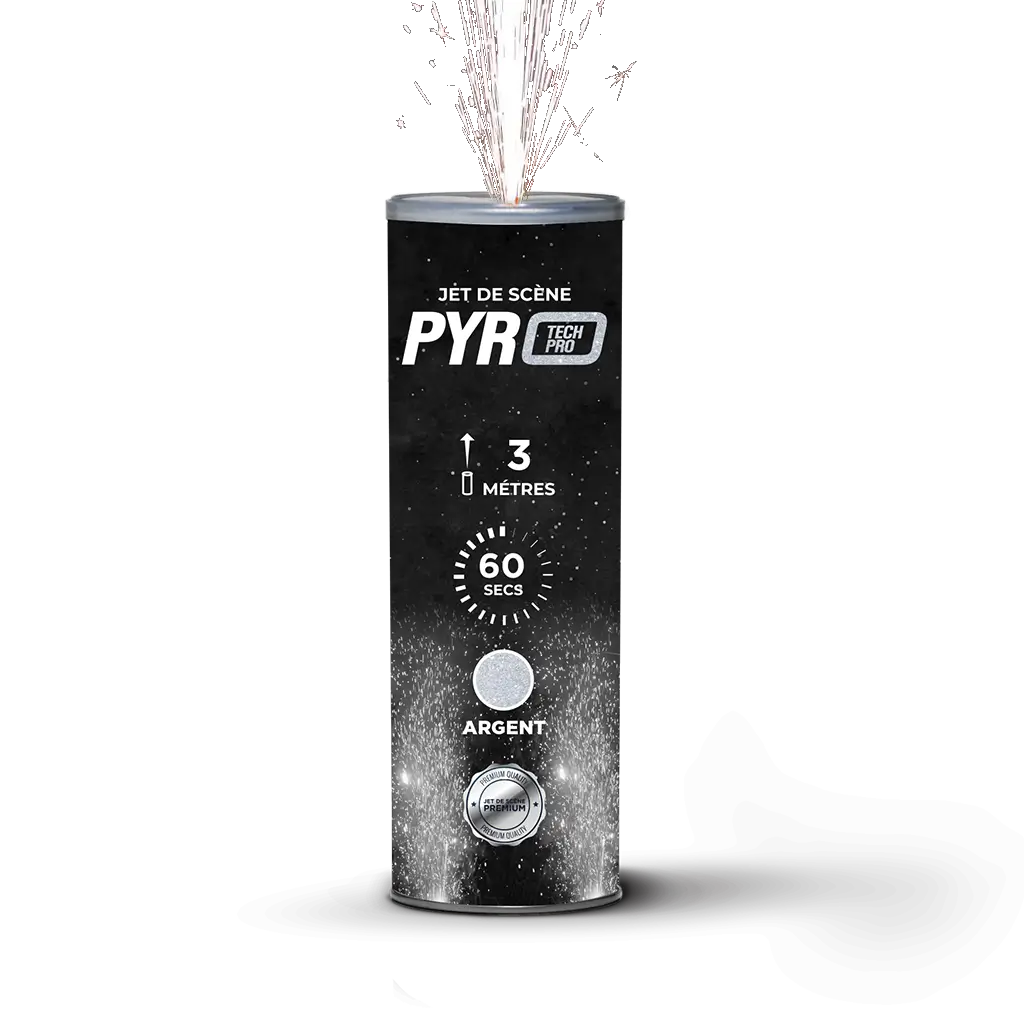 Jets de scène Pyrotech Pro 3 mètres 60 secondes argent