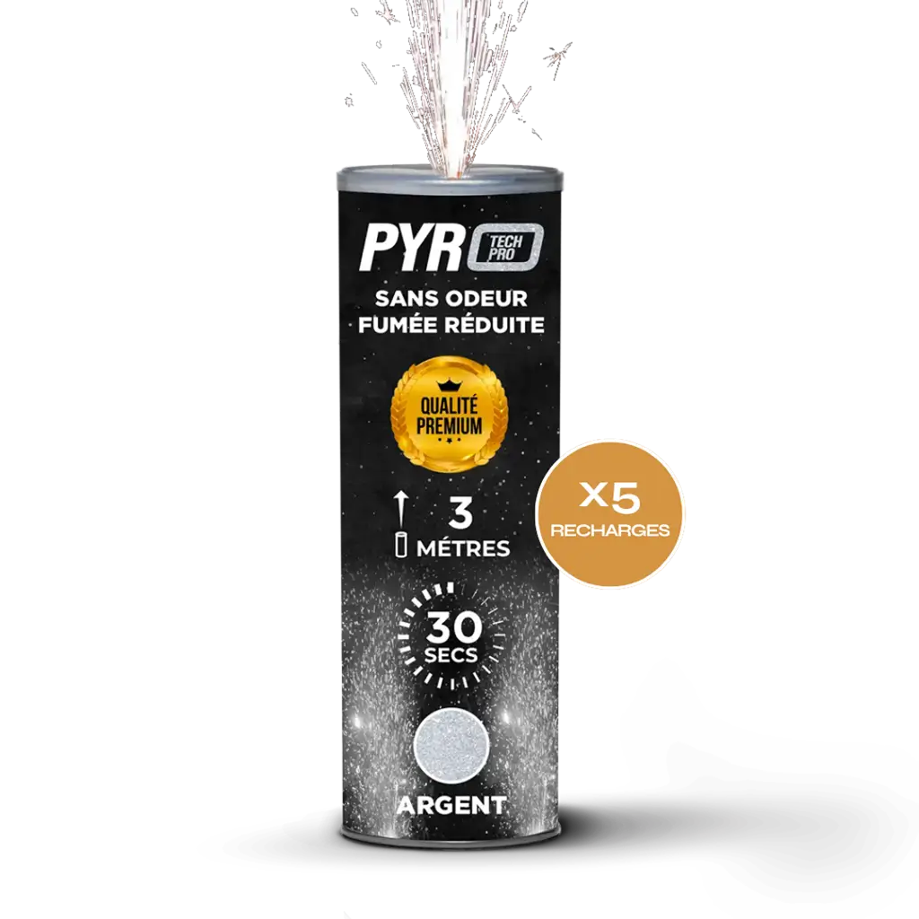 Jet de Scène Pyrotech Pro® – 3m / 60s – Argent – Qualité Supérieure