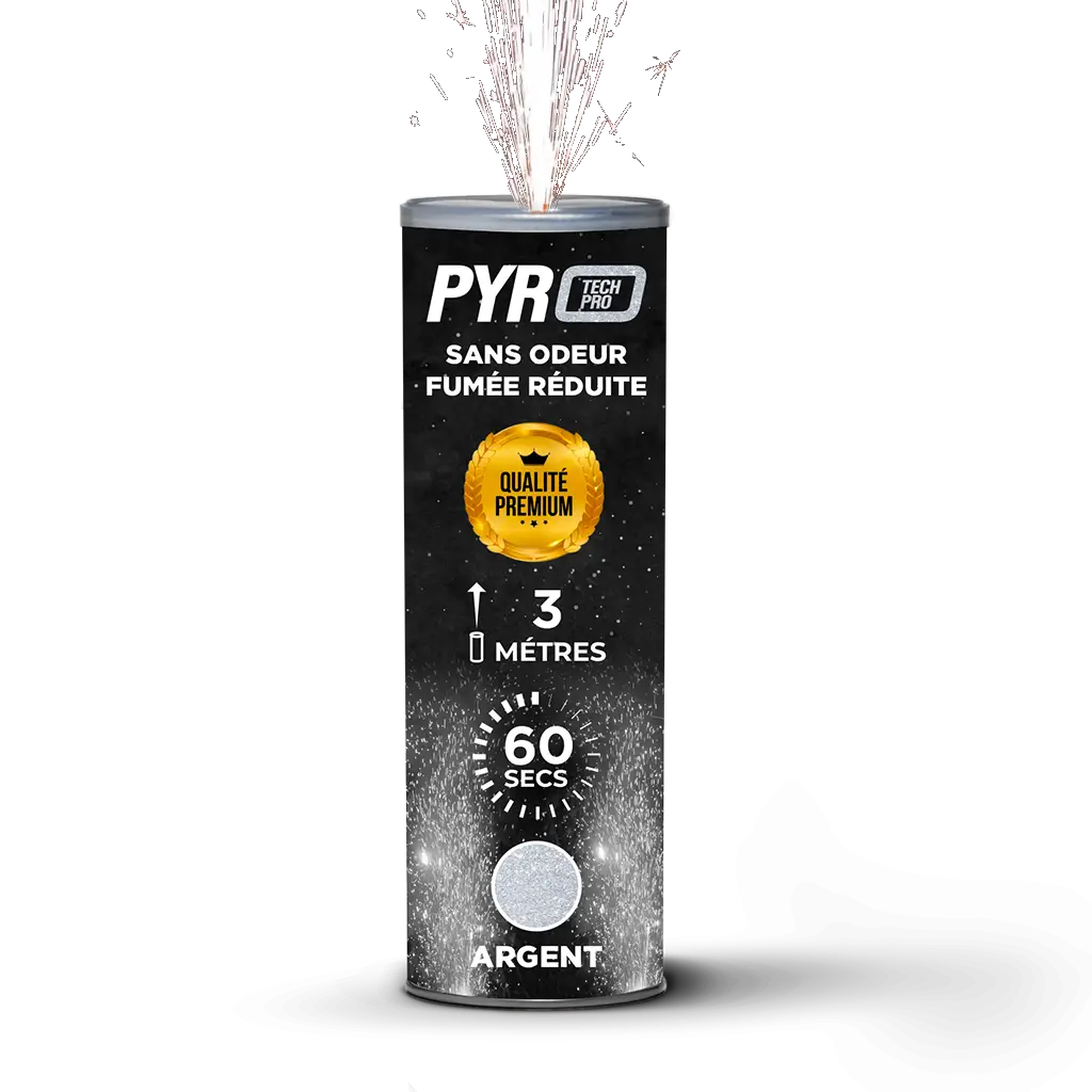 Jet de Scène Pyrotech Pro® – 3m / 60s – Argent – Qualité Supérieure