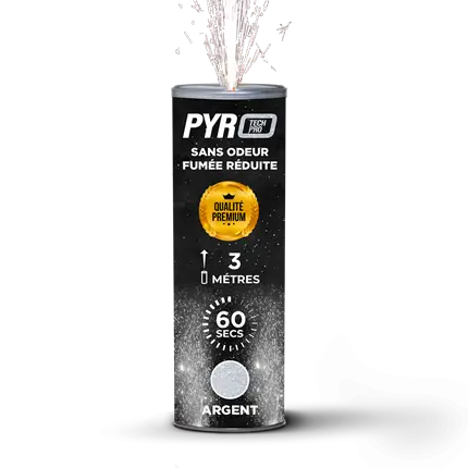 Jet de Scène Pyrotech Pro® – 3m / 60s – Argent – Qualité Supérieure