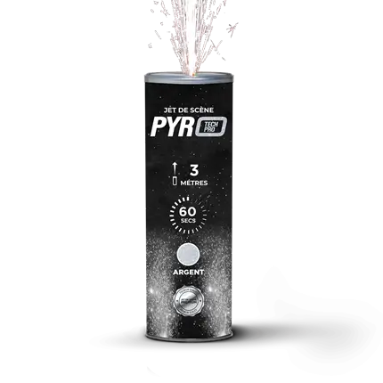 Jets de scène Pyrotech Pro 3 mètres 60 secondes argent