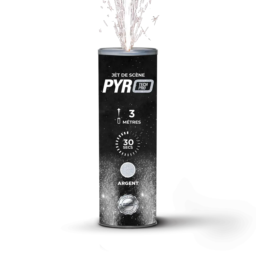 Jets de scène Pyrotech Pro 3 mètres 30 secondes argent