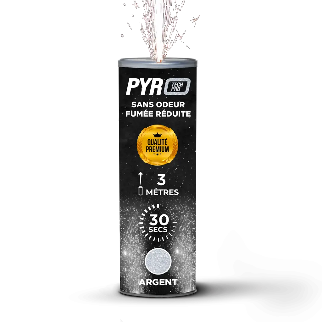 Jet de Scène Pyrotech Pro® – 3m / 30s – Argent – Qualité Supérieure