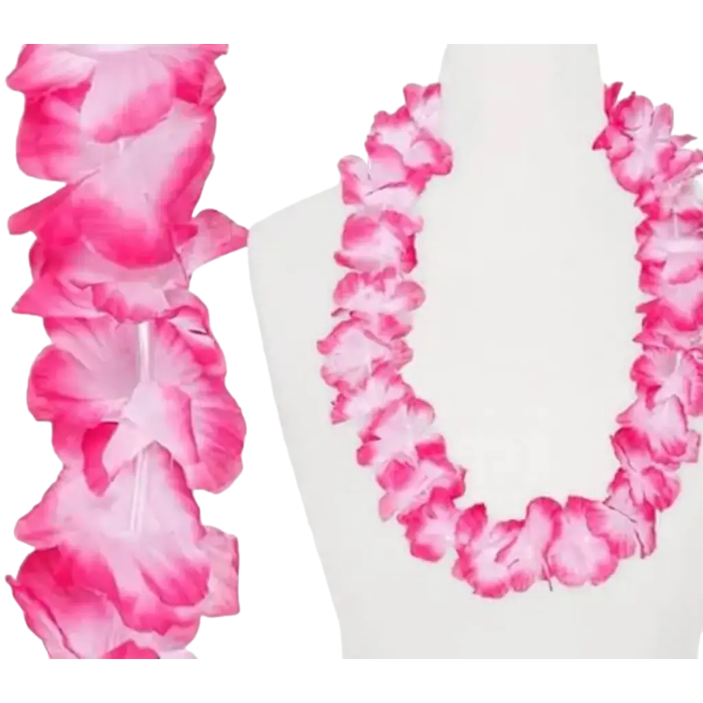 Collier Hawaïen à Fleurs Rose et Blanc