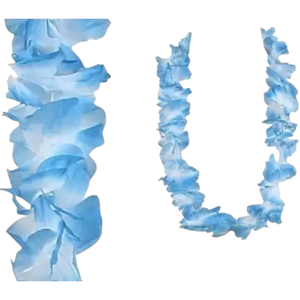 Collier Hawaïen à Fleurs Bleu et Blanc