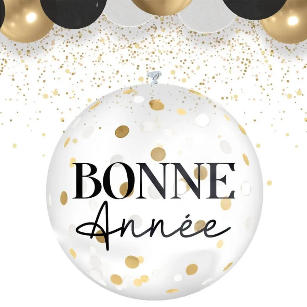 Ballon Confettis Géant Bonne Année 100cm