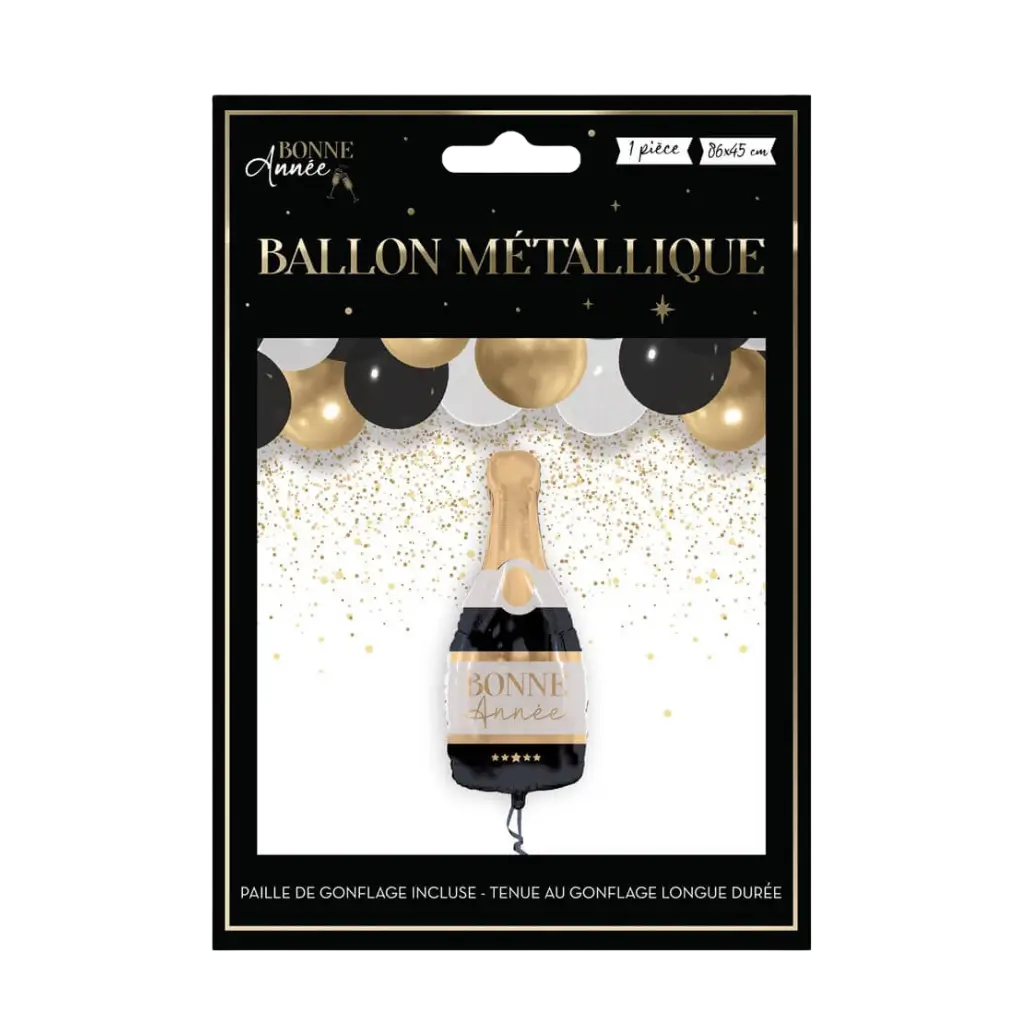 Ballon Métallique Bouteille Bonne Année 86cm