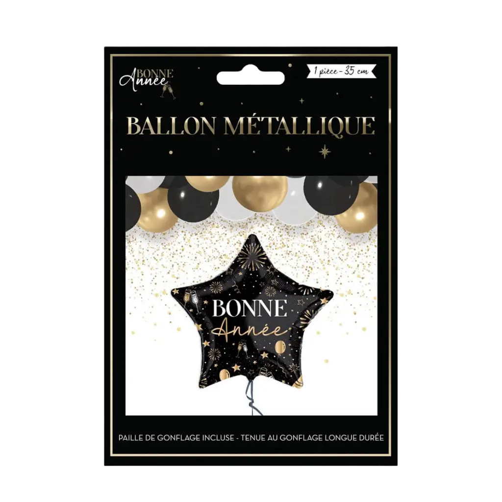 Ballon Métallique Etoile "Bonne Année" 35cm