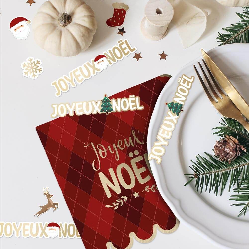 Duo Décoration Table de Noël "Joyeux Noël" Lot de 20 Décoration