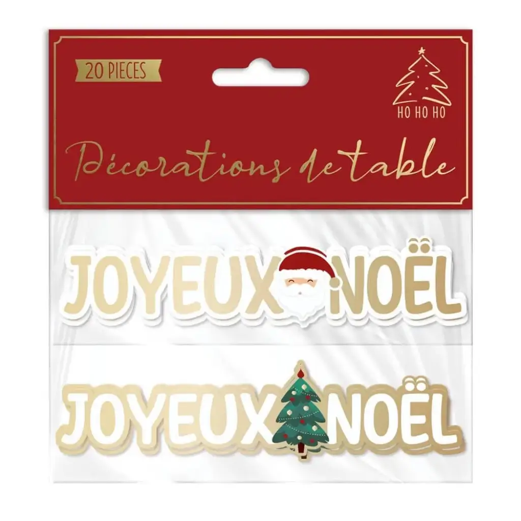 Duo Décoration Table de Noël "Joyeux Noël" - Lot de 20