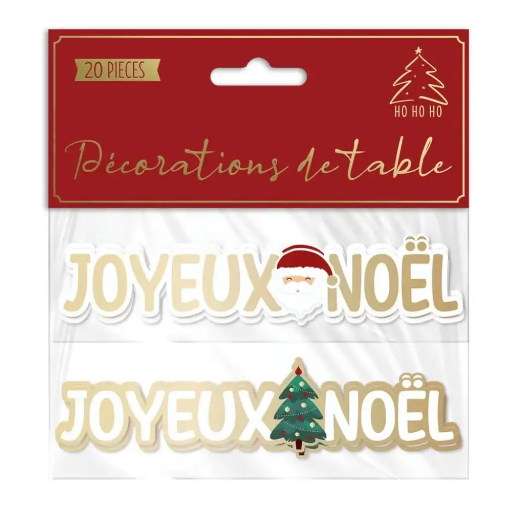 Duo Décoration Table de Noël Joyeux Noël - Lot de 20
