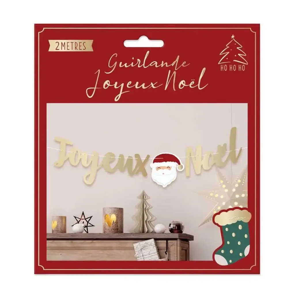 Guirlande Joyeux Noël Doré 2 mètres