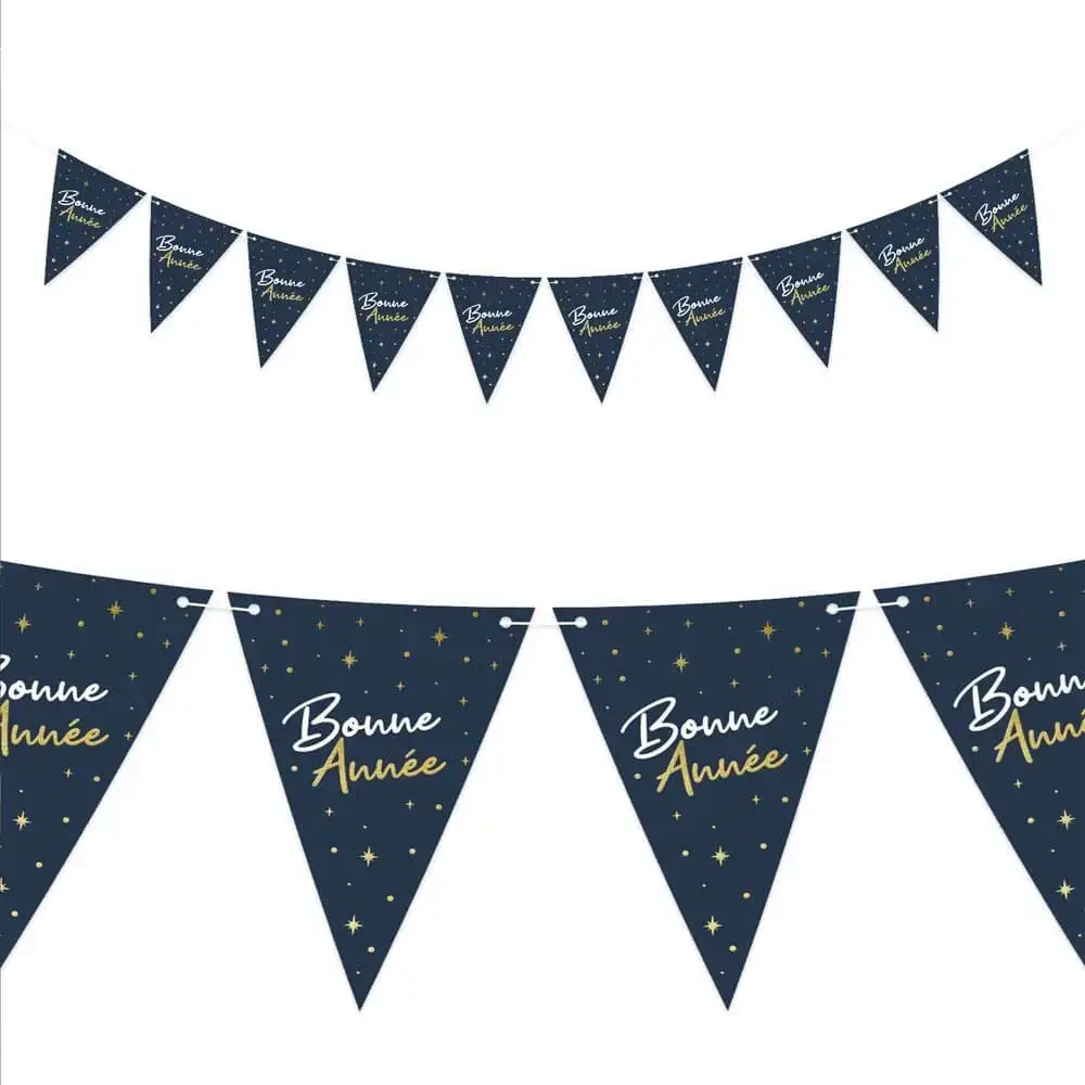 Guirlande Fanions Bleu Marine Bonne Année 3 mètres