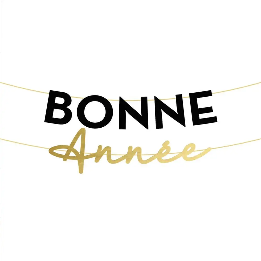 Guirlande Lettres Noir et Or Bonne Année 2 mètres