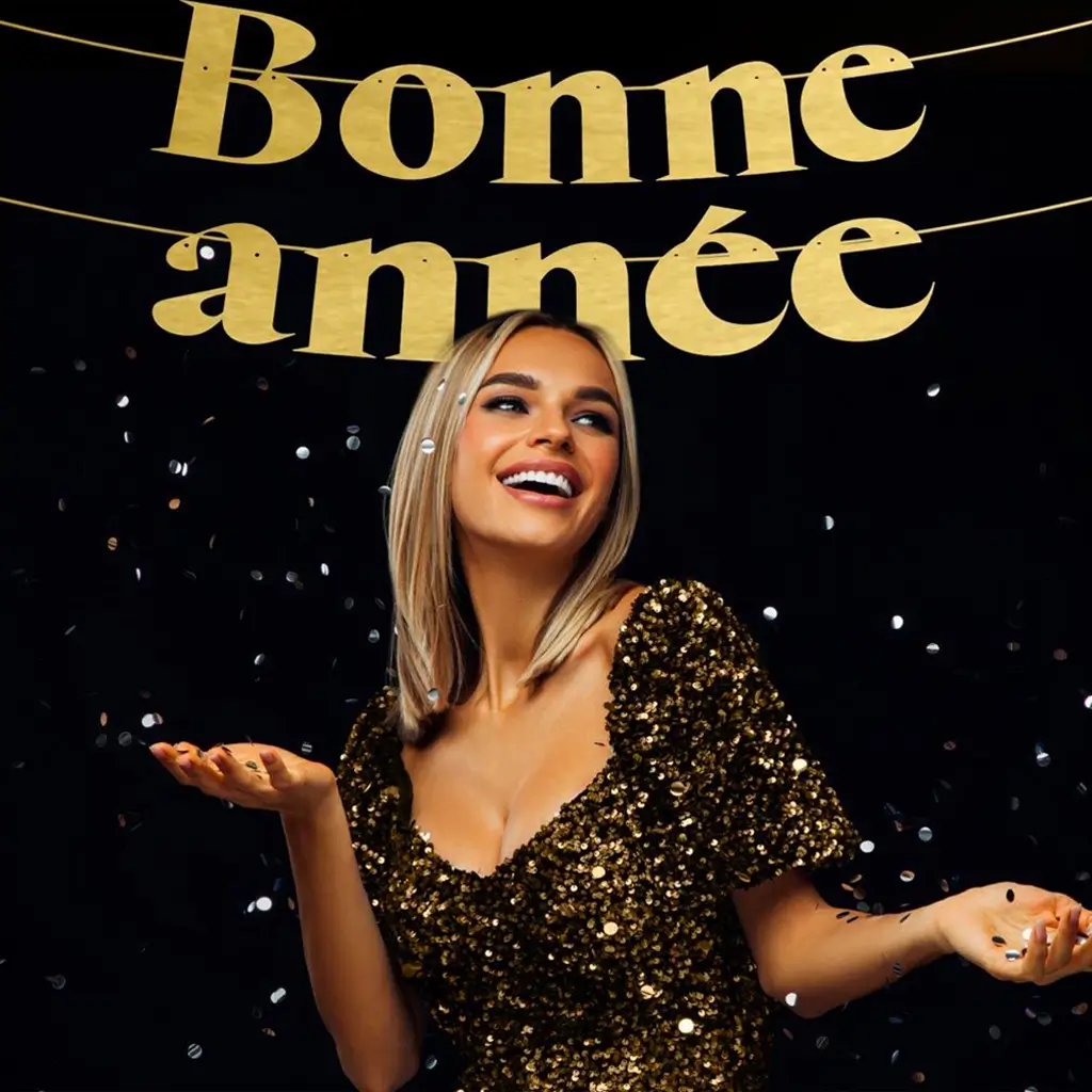 Guirlande Lettres Noir et Or Bonne Année 2 mètres