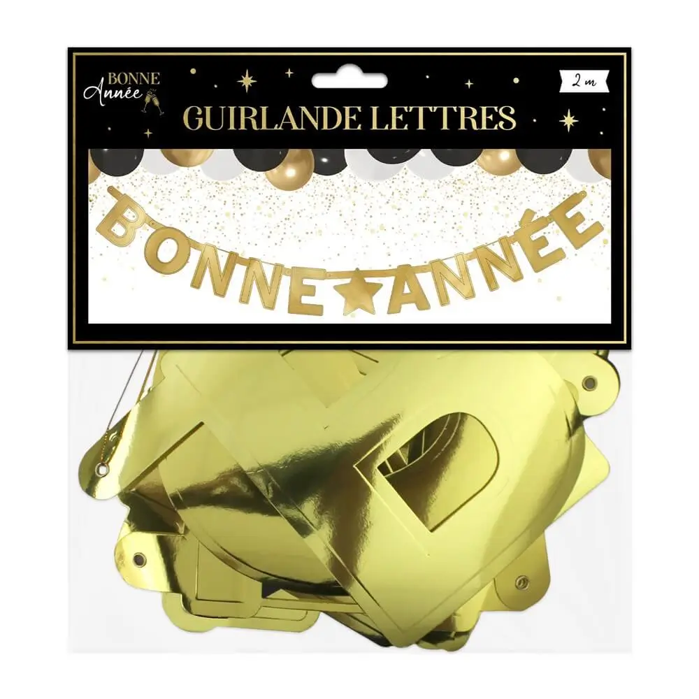 Guirlande Lettres et Etoile Or "Bonne Année" 2 mètres